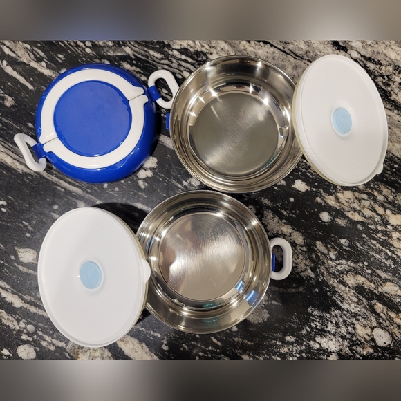 Weight Watchers WW Stackable Bowls Storage Containers With Handles Blue White - Picture 6 of 13